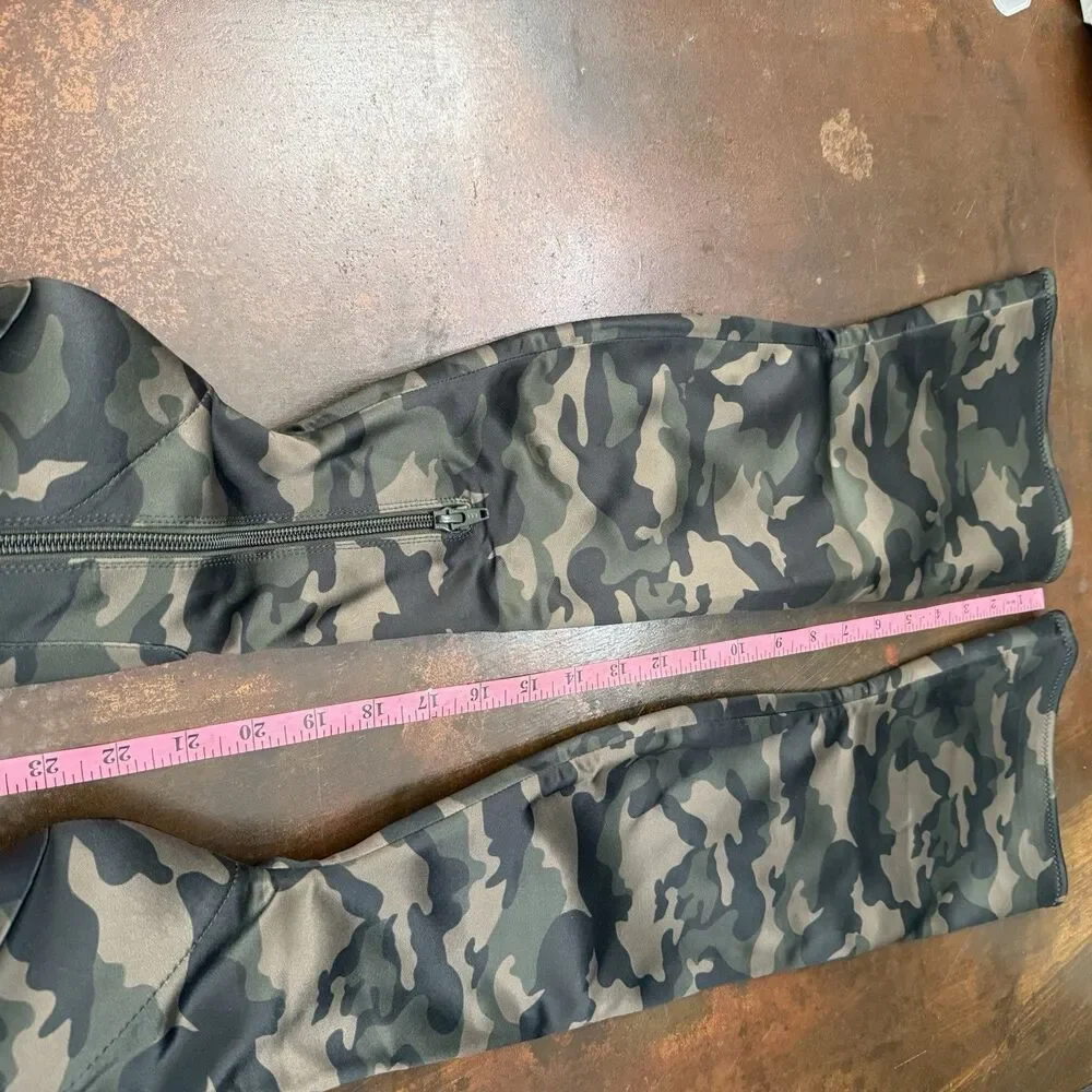 Aldo Camo Stretch Satin Thigh High Boots Size 6 Military Chic Grunge punk sleek - Picture 14 of 16